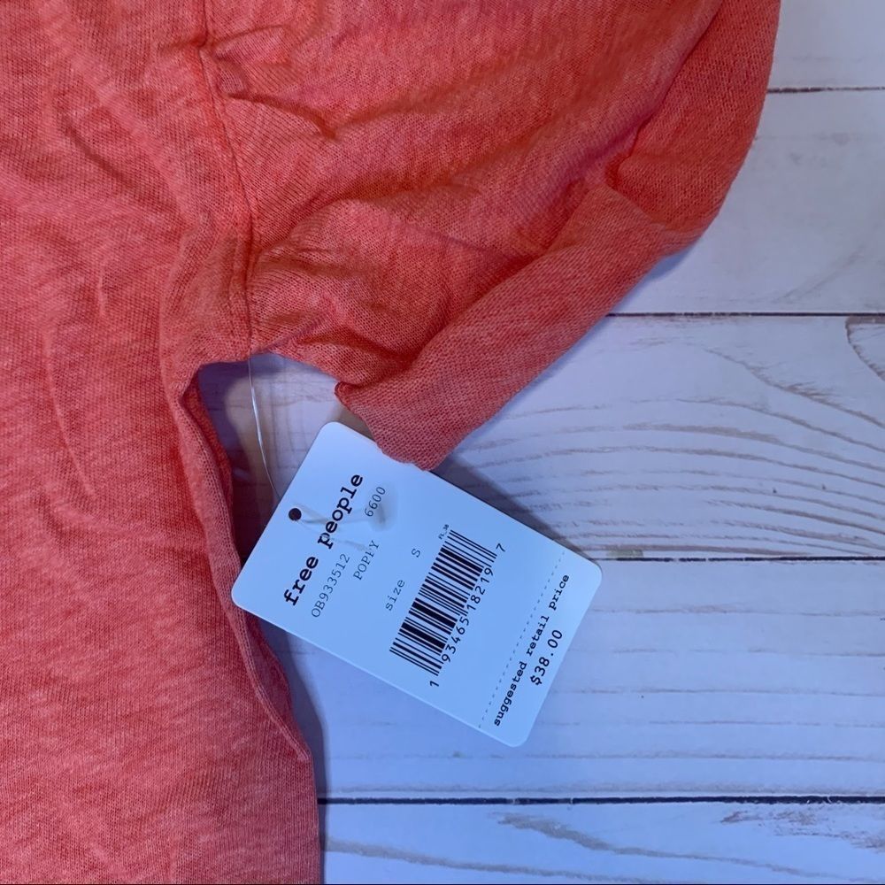 NWT Free People Coral/Poppy Short Sleeve Tee - Picture 3 of 8